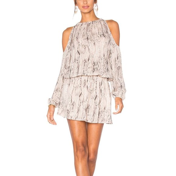Ramy Brook Dresses & Skirts - Ramy Brook Silk Dress Womens Small Cold Shoulder Long Sleeve Animal Print